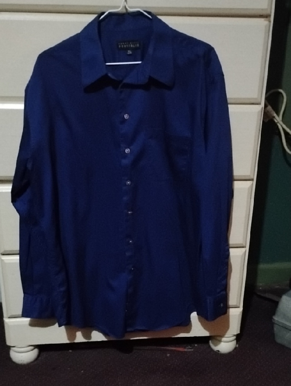 Perry Ellis Men's Royal Blue Long Sleeve Dress Shirt